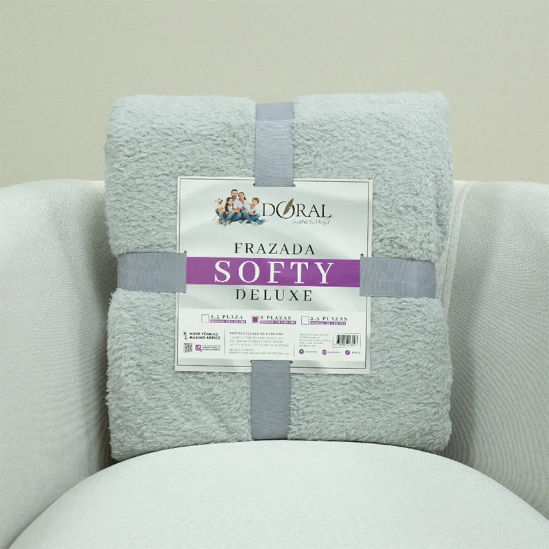 FRAZADA DORAL SOFTY LISA 2 PLAZAS CELESTE - 4