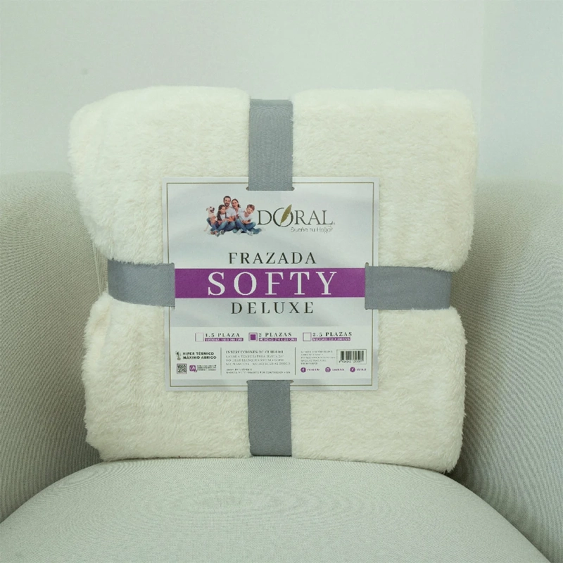 FRAZADA DORAL SOFTY LISA 2 PLAZAS BLANCO - 4