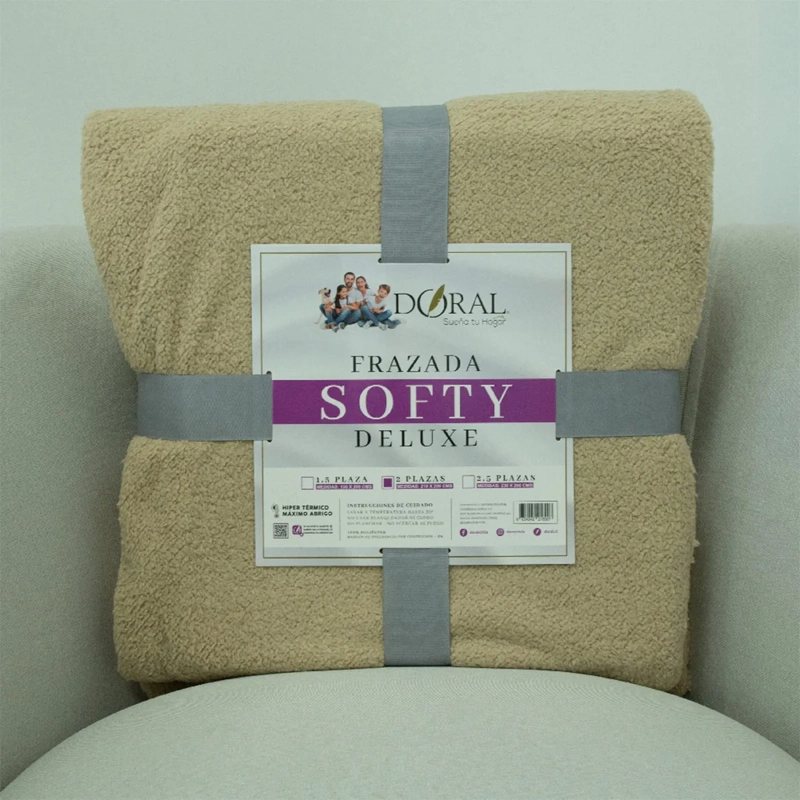 FRAZADA DORAL SOFTY LISA 2 PLAZAS BEIGE - 4