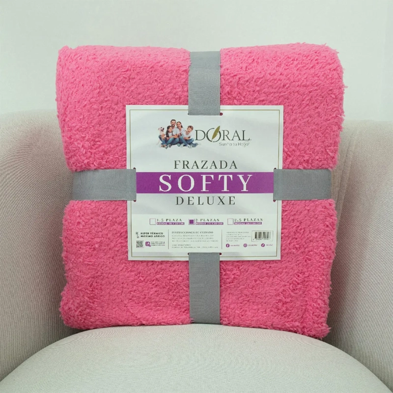 FRAZADA DORAL SOFTY LISA 2 PLAZAS ROSADO - 4