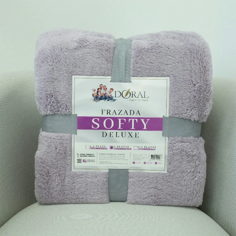 FRAZADA DORAL SOFTY LISA 2 PLAZAS LILA - 4