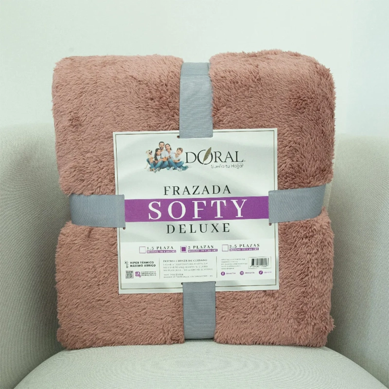 FRAZADA DORAL SOFTY LISA 2 PLAZAS TERRACOTA - 4