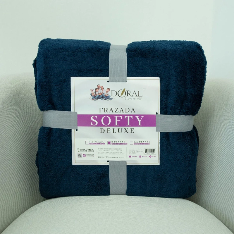 FRAZADA DORAL SOFTY LISA 2 PLAZAS AZUL - 4