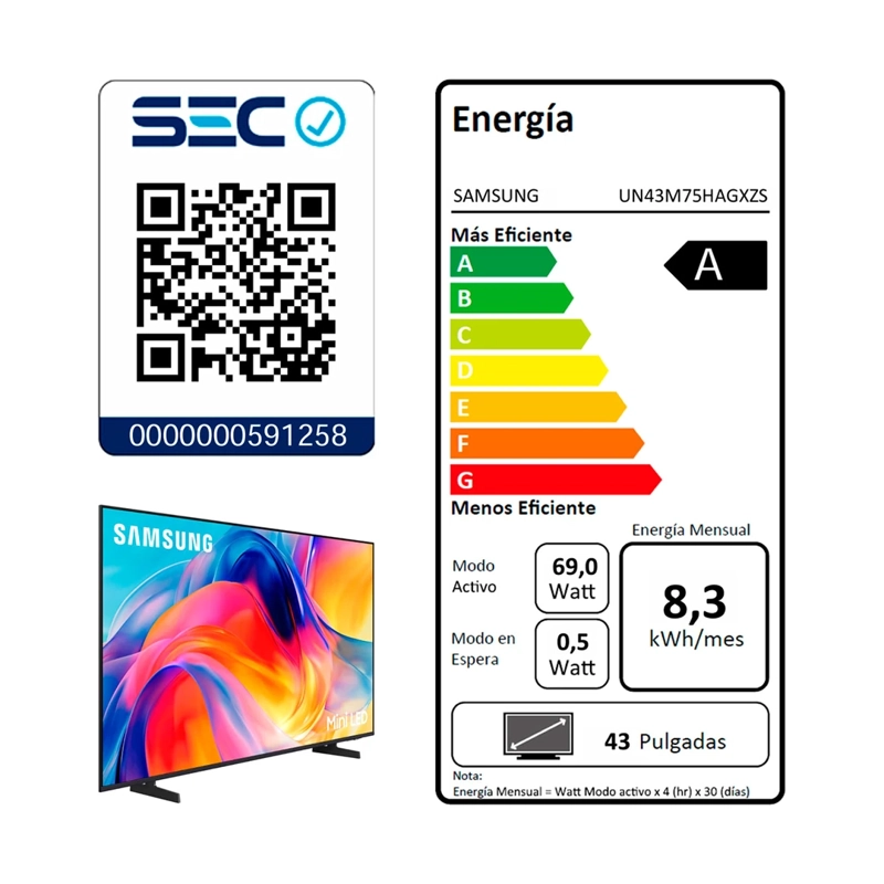 SMART TV SAMSUNG MINI LED 4K UHD 43” M75H VISION AI (2026) - 9