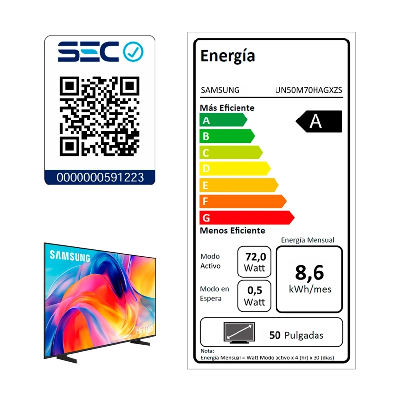 SMART TV SAMSUNG MINI LED 4K UHD 50” M70H VISION AI (2026) - 9