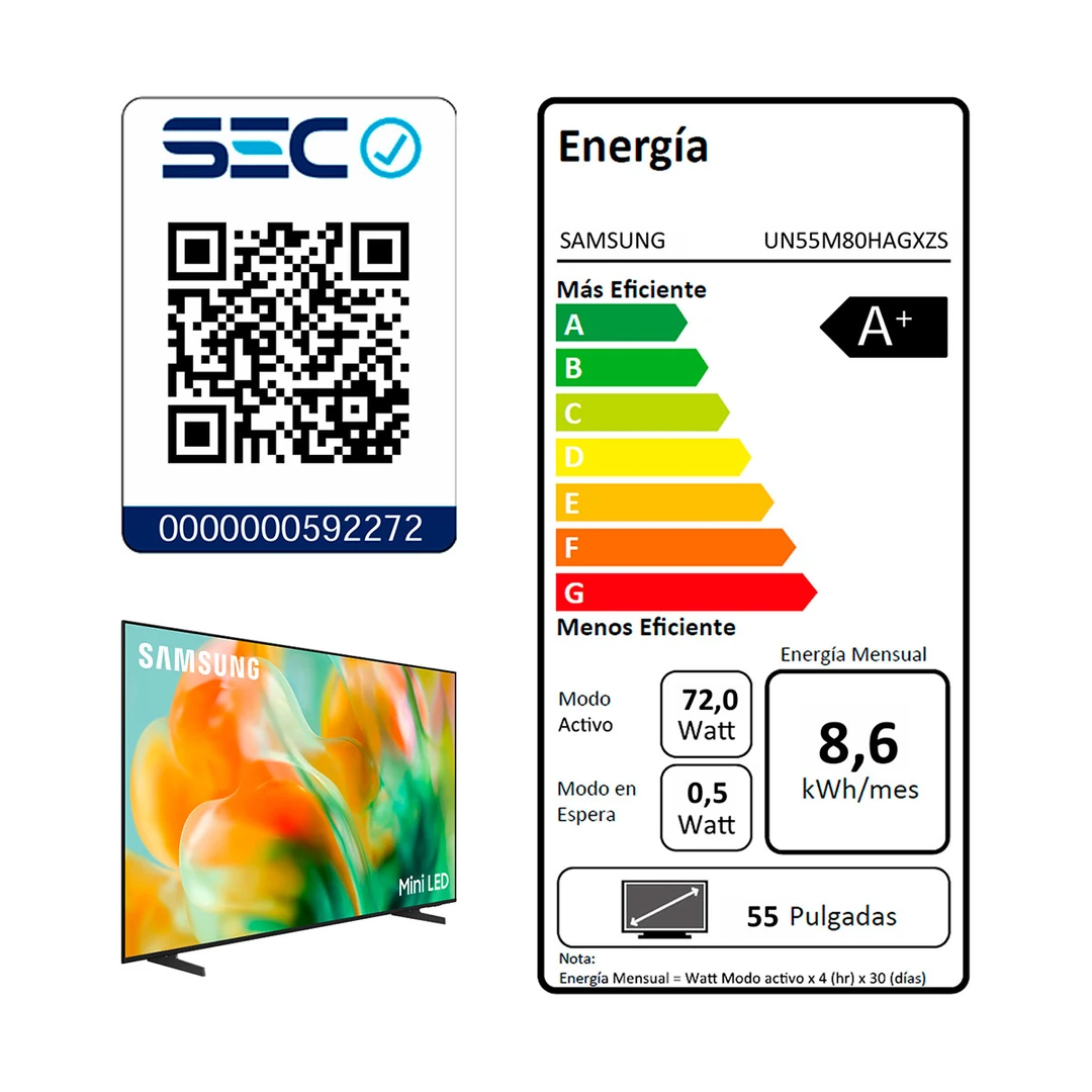 SMART TV SAMSUNG MINI LED 4K UHD 55” M80H - 9
