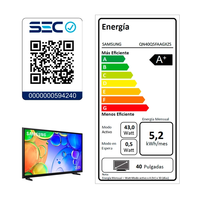 SMART TV SAMSUNG QLED FULL HD 40” Q50F - 10