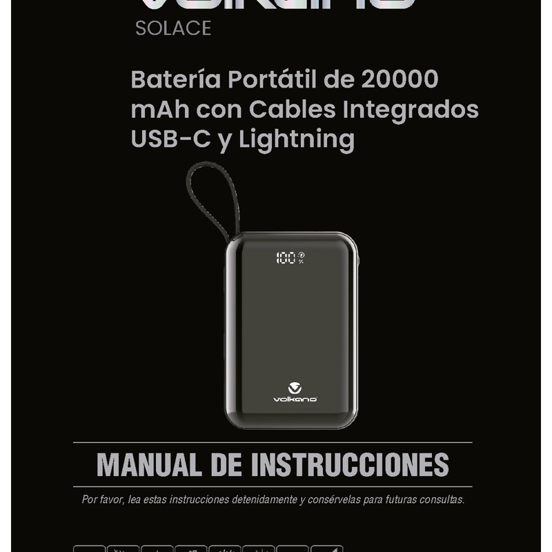 BATERÍA PORTATIL VOLKANO SOLACE SERIES 20000MAH - 3