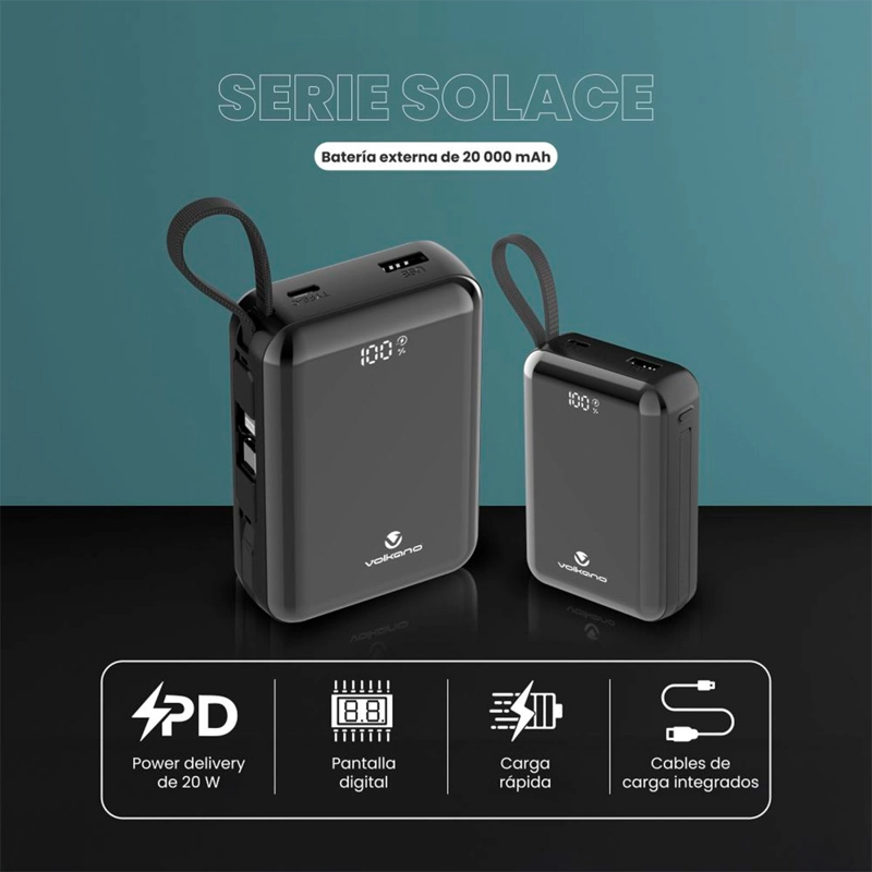 BATERÍA PORTATIL VOLKANO SOLACE SERIES 20000MAH - 7