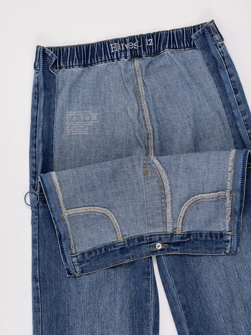 JEANS NIÑA HARVEST FIT WIDE ADAPTADO CON ABERTURA LATERAL CON CIERRES - 4