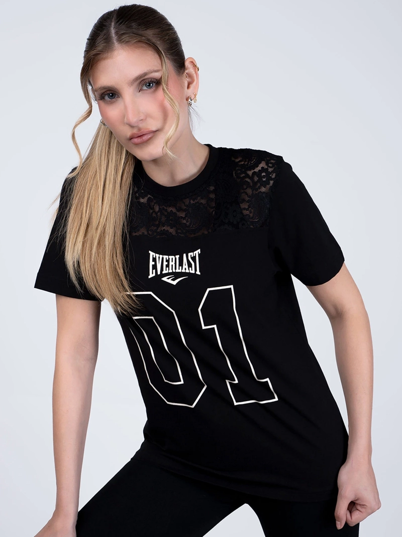 POLERA MUJER EVERLAST ALGODÓN MANGA CORTA