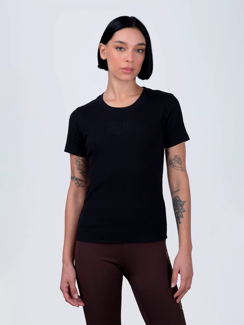 POLERA MUJER EVERLAST ALGODÓN MANGA CORTA