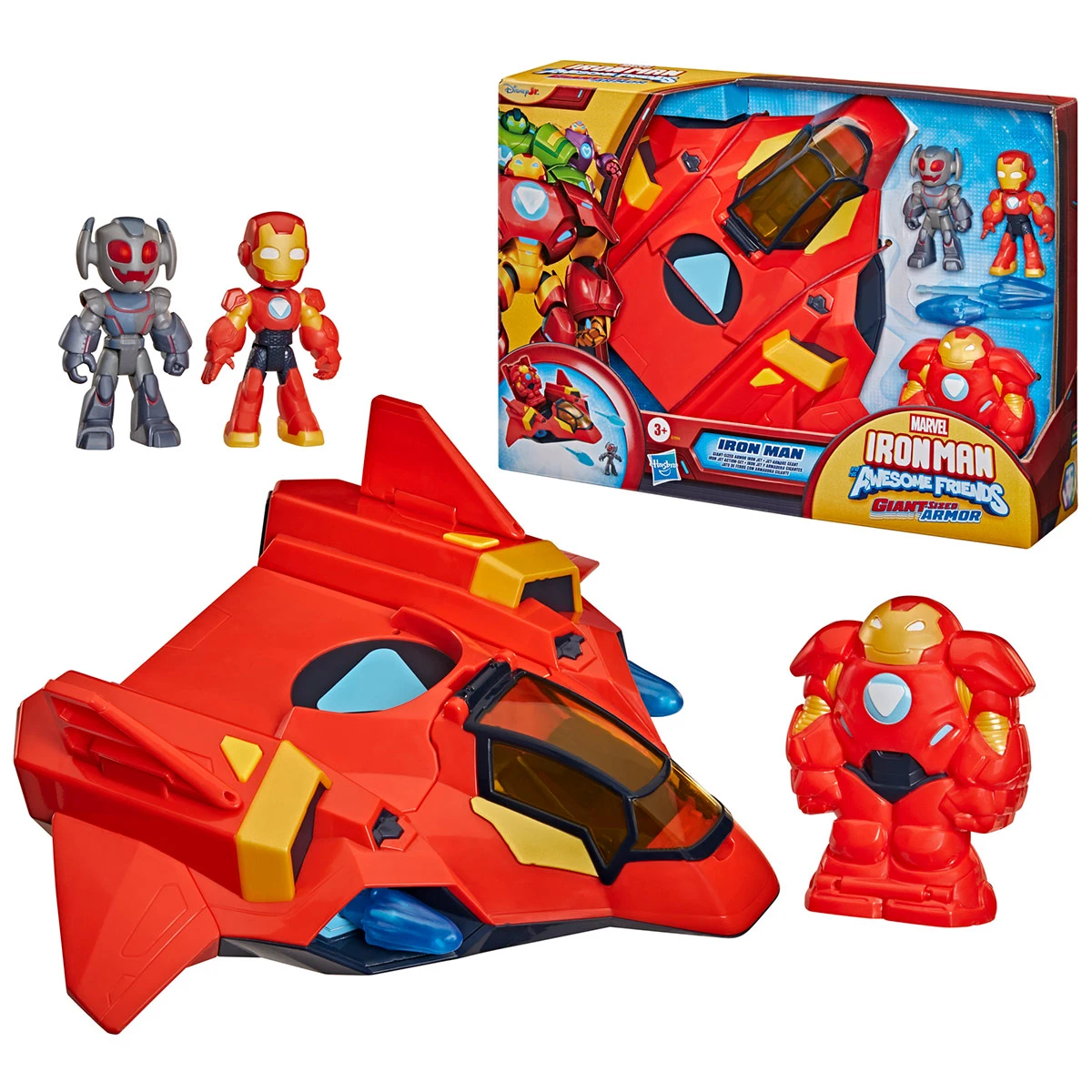 FIGURA DE ACCIÓN MARVEL IRON MAN AND HIS AWESOME FRIENDS IRON JET Y ARMADURA GIGANTE - 1