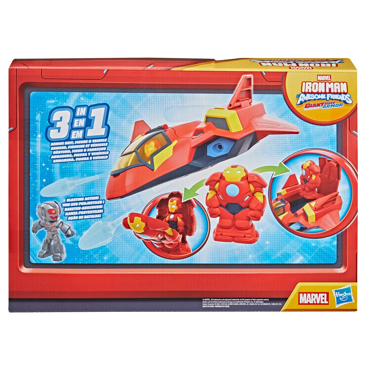 FIGURA DE ACCIÓN MARVEL IRON MAN AND HIS AWESOME FRIENDS IRON JET Y ARMADURA GIGANTE - 6