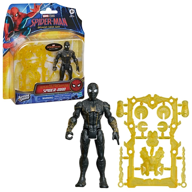 FIGURA DE ACCIÓN SPIDERMAN ACTIONVERSE LEJOS DE CASA TRAJE NEGRO Y DORADO SPIDERMAN - 1