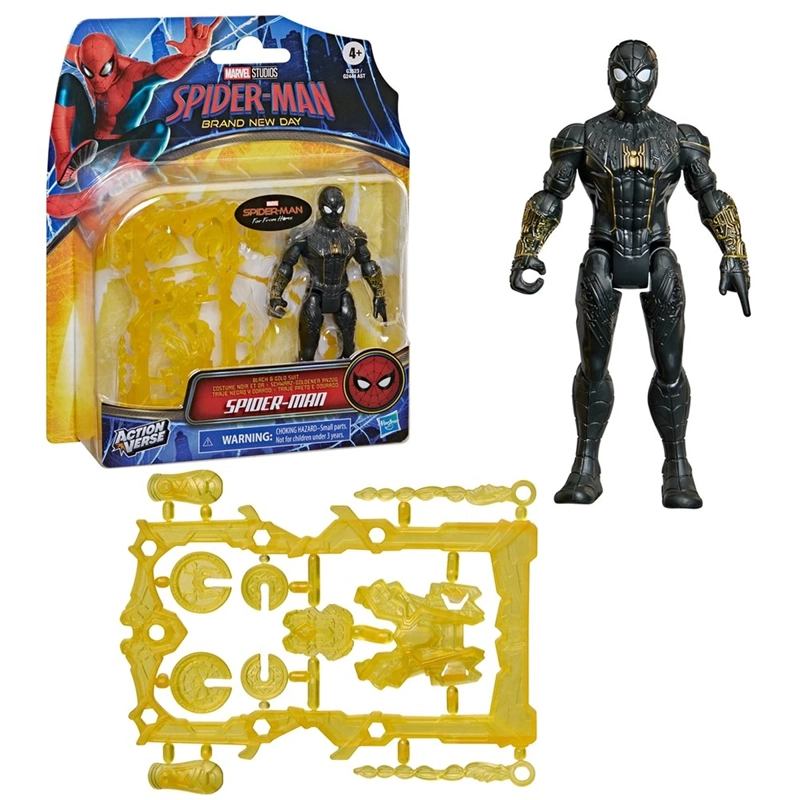 FIGURA DE ACCIÓN SPIDERMAN ACTIONVERSE LEJOS DE CASA TRAJE NEGRO Y DORADO SPIDERMAN - 4