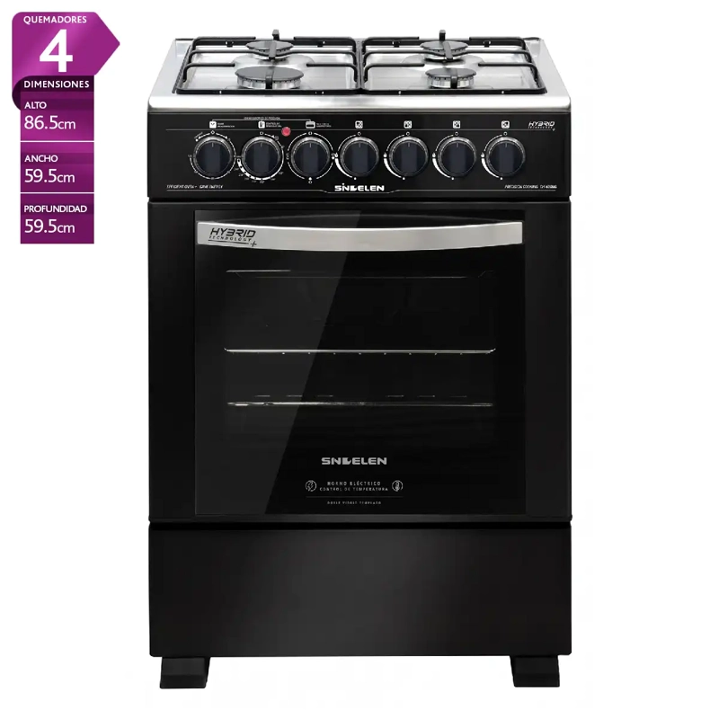 COCINA HÍBRIDA SINDELEN CH-600NG 4 PLATOS GRILL NEGRO