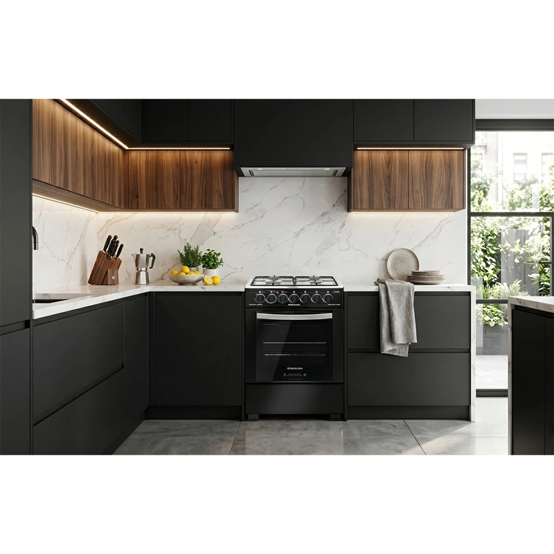 COCINA HÍBRIDA SINDELEN CH-600NG 4 PLATOS GRILL NEGRO - 5