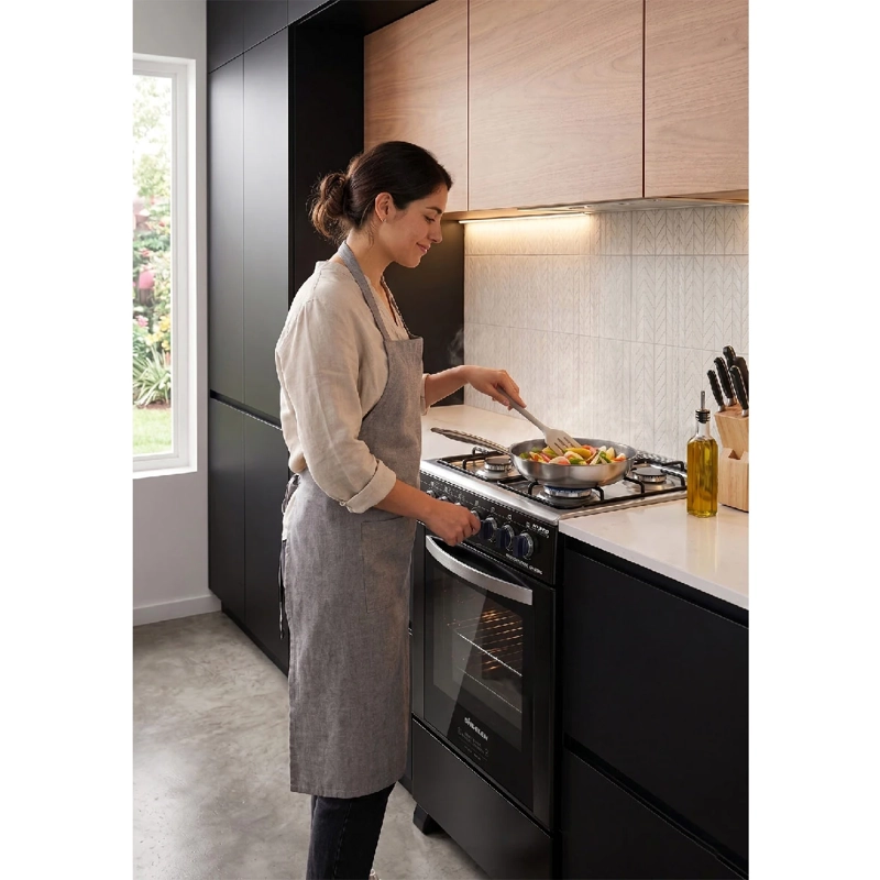 COCINA HÍBRIDA SINDELEN CH-600NG 4 PLATOS GRILL NEGRO - 6