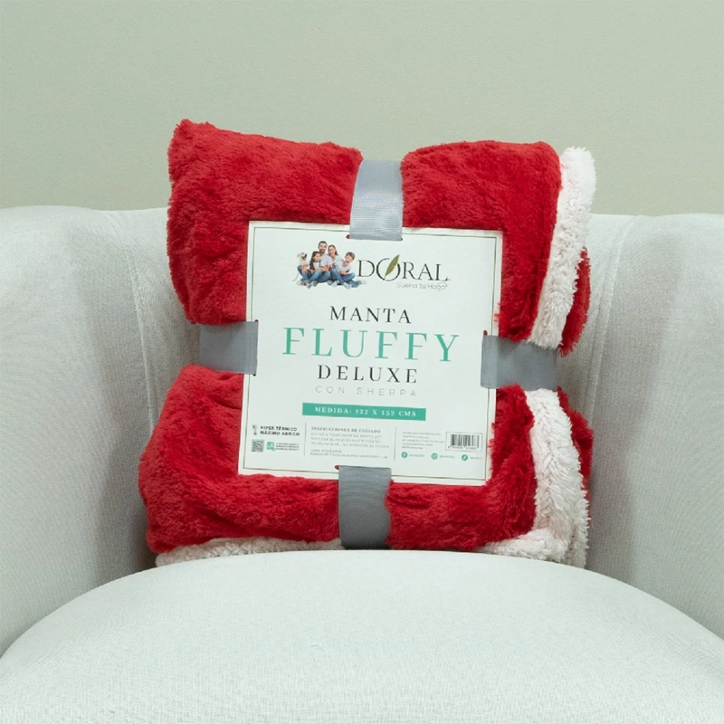 MANTA DORAL FLUFFY SHERPA ROJO - 3