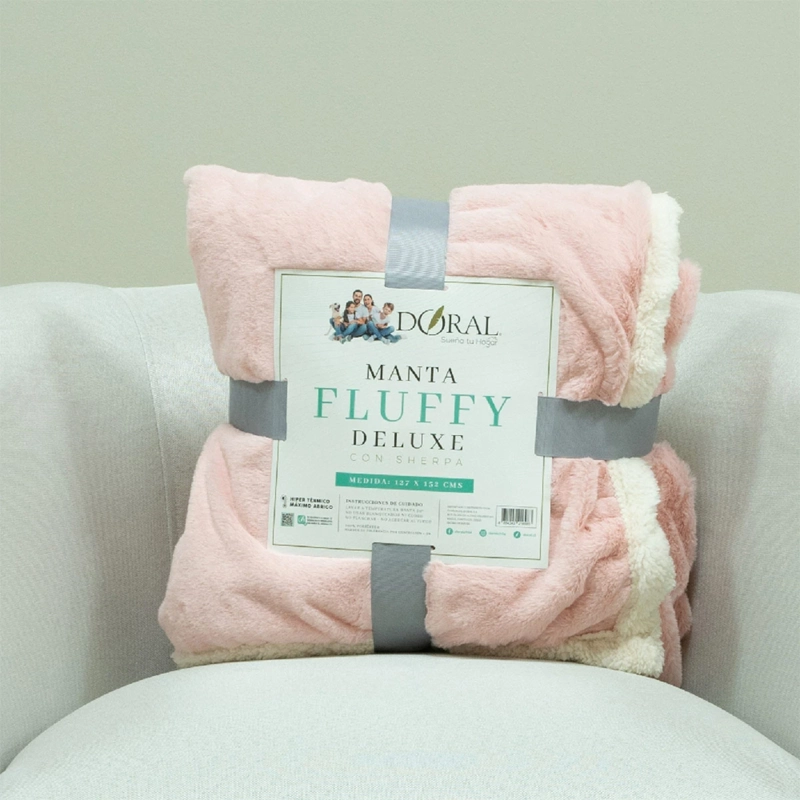MANTA DORAL FLUFFY SHERPA ROSA - 3