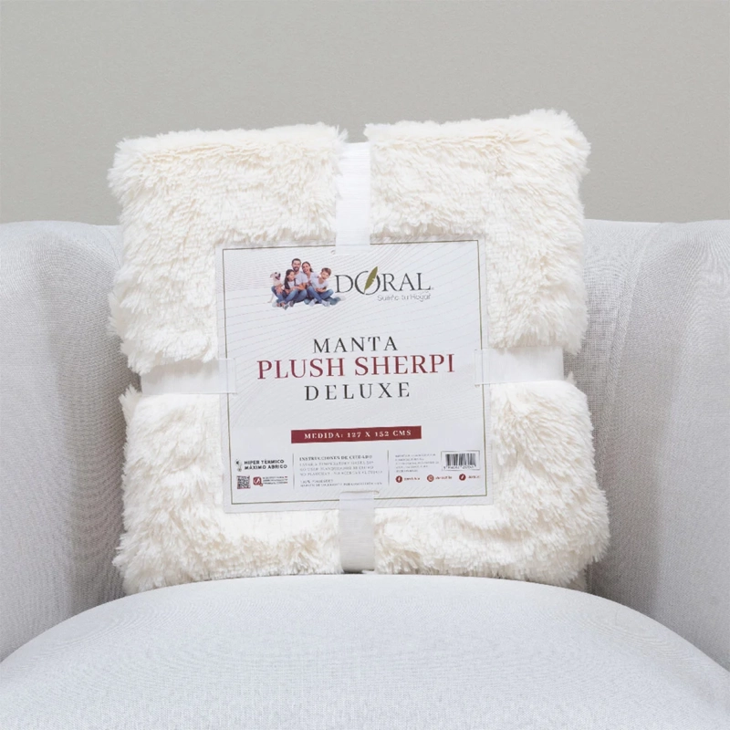 MANTA DORAL PLUSH SHERPI CREMA - 4