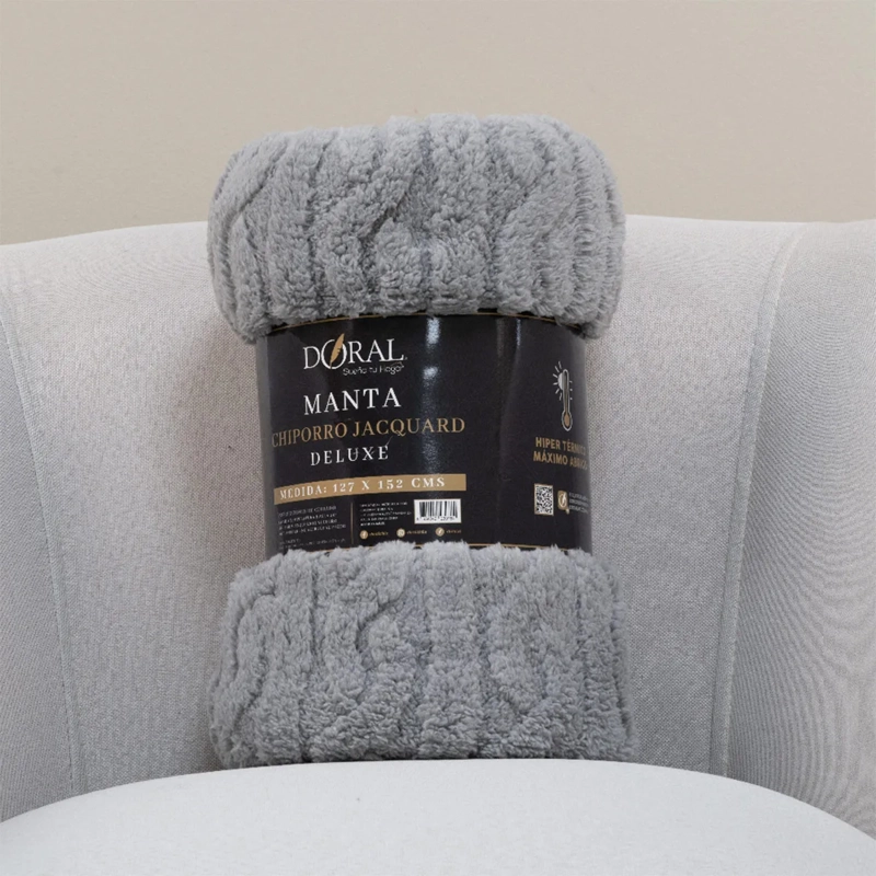 MANTA DORAL CHIPORRO JACQUARD GRIS - 4