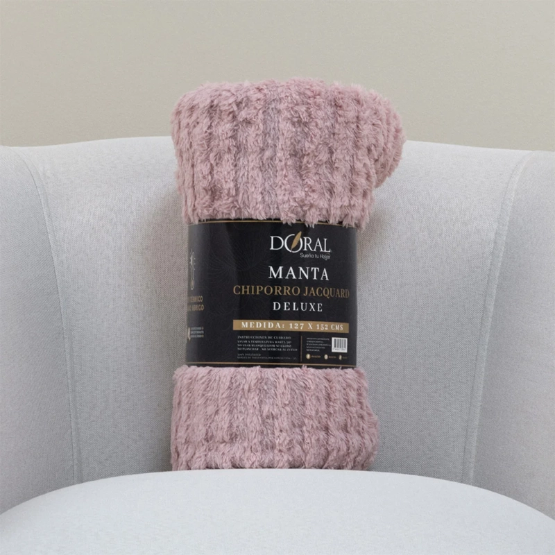 MANTA DORAL CHIPORRO JACQUARD ROSA - 4