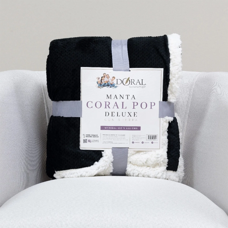 MANTA DORAL CORAL POP SHERPA NEGRO - 4