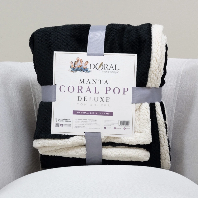 MANTA DORAL CORAL POP SHERPA NEGRO - 4