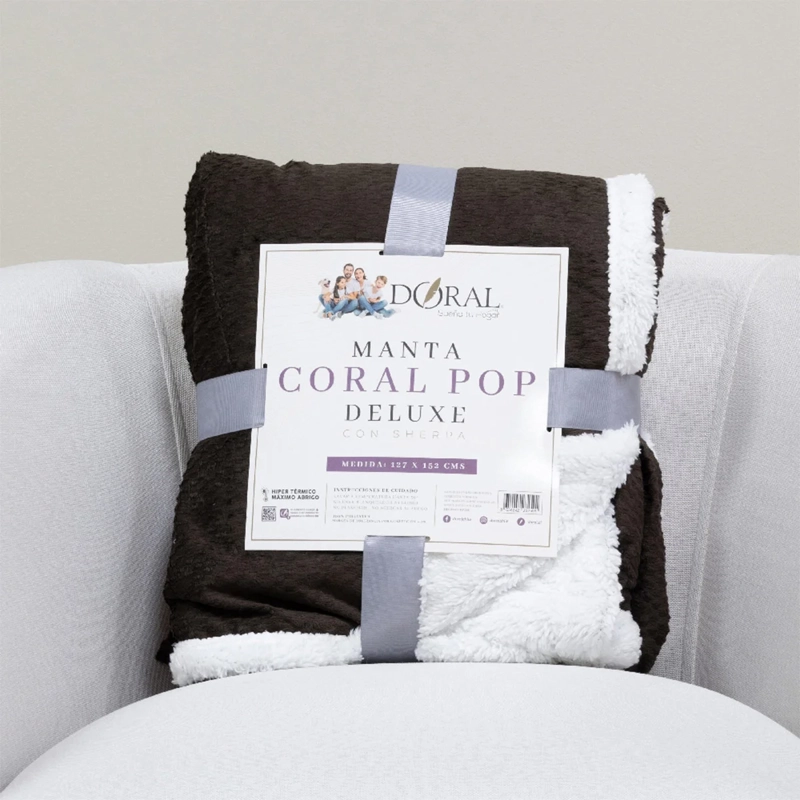 MANTA DORAL CORAL POP SHERPA CAFÉ OSCURO - 4