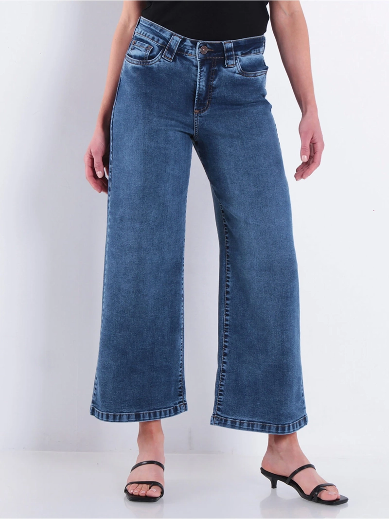 JEANS MUJER WADOS ALGODÓN CROP WIDE LEG TIRO ALTO - 2