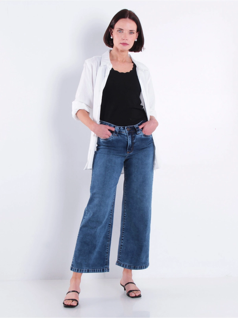 JEANS MUJER WADOS ALGODÓN CROP WIDE LEG TIRO ALTO