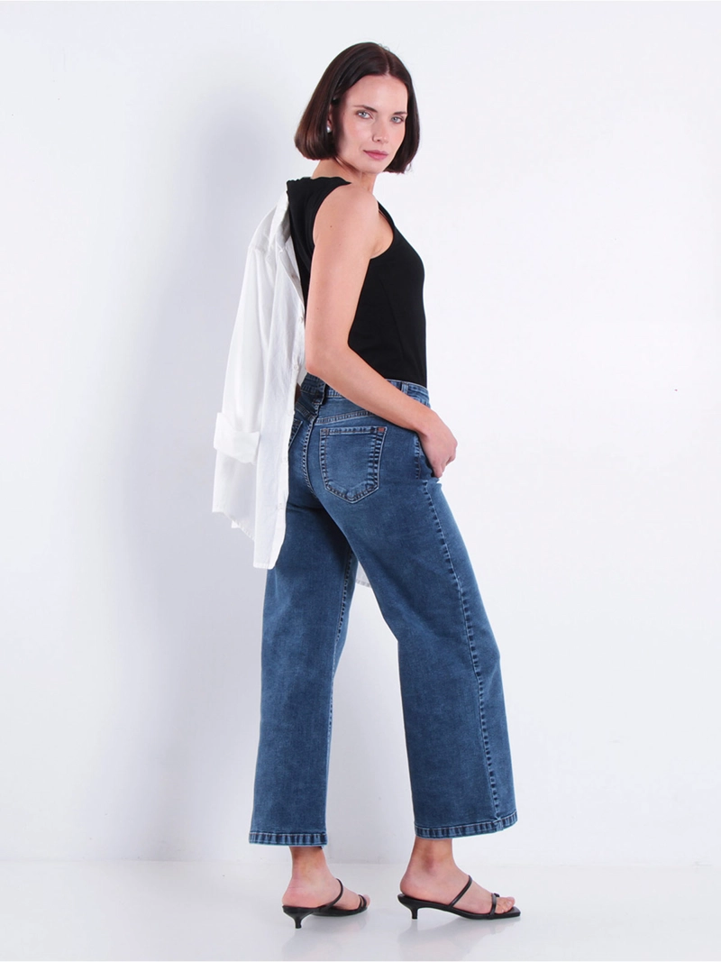 JEANS MUJER WADOS ALGODÓN CROP WIDE LEG TIRO ALTO - 3