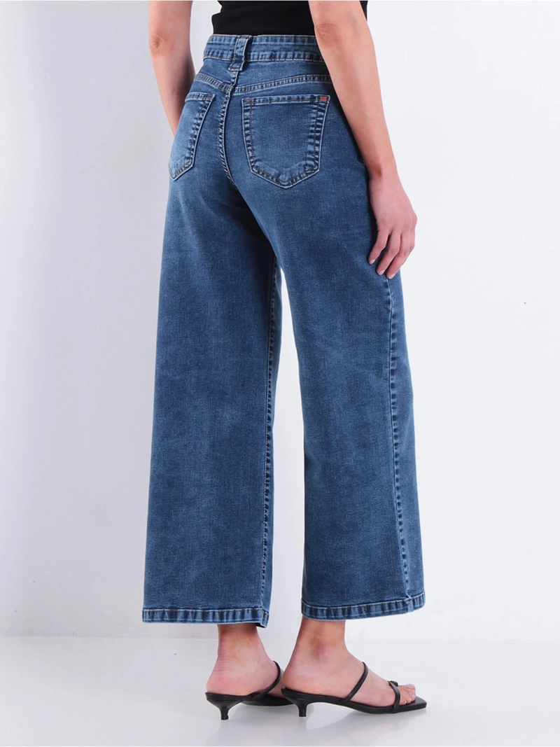 JEANS MUJER WADOS ALGODÓN CROP WIDE LEG TIRO ALTO - 4