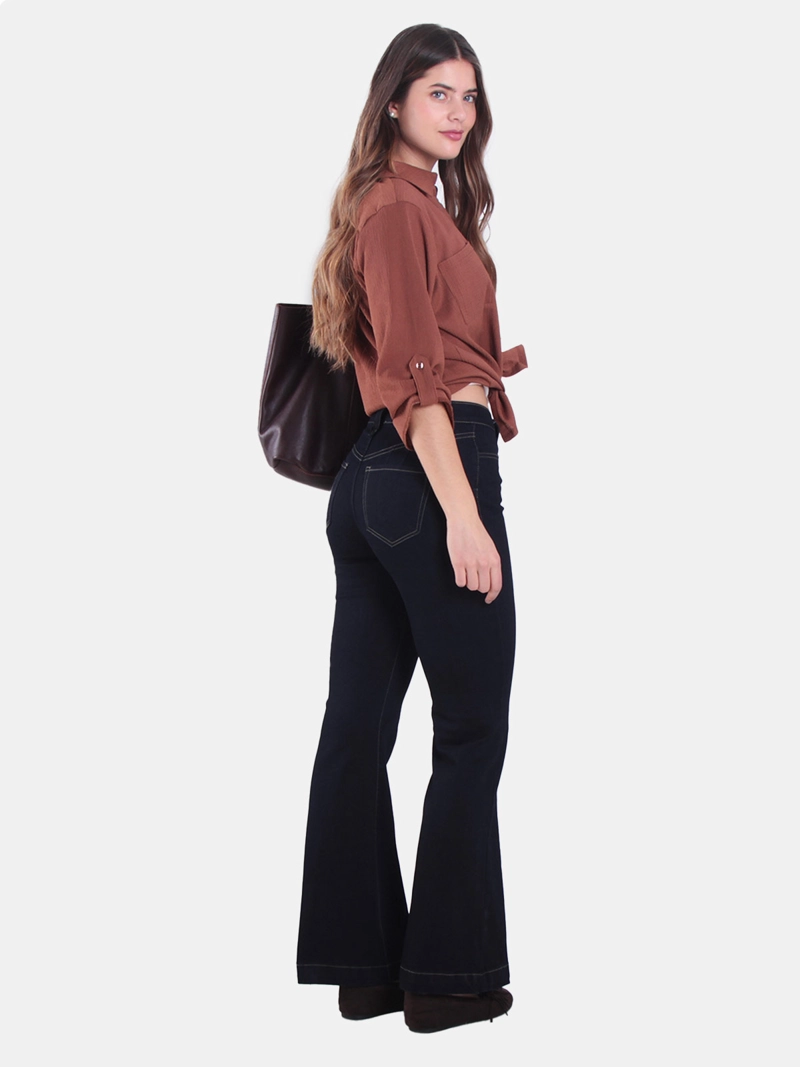 JEANS MUJER WADO'S FLARE TIRO ALTO PRETINA BÁSICA 1 BOTÓN - 2