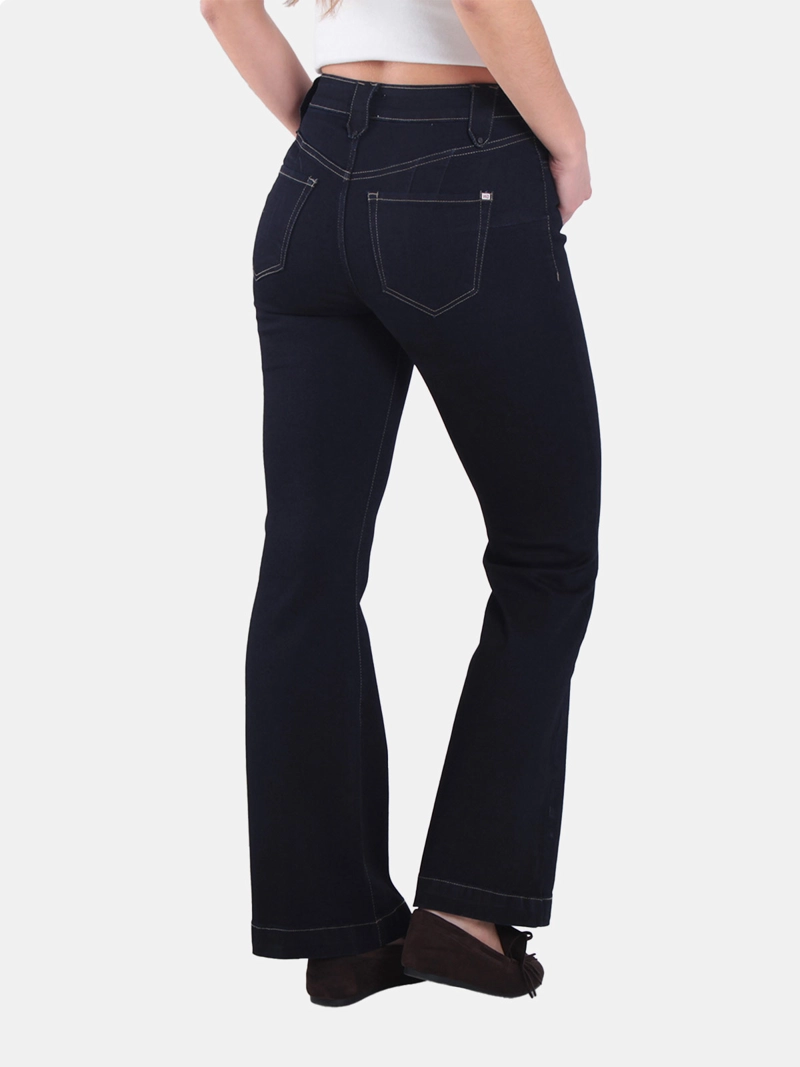 JEANS MUJER WADO'S FLARE TIRO ALTO PRETINA BÁSICA 1 BOTÓN - 3