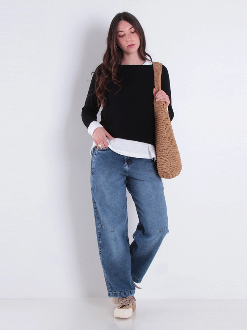 JEANS MUJER WADOS ALGODÓN BALLOON TIRO ALTO - 1
