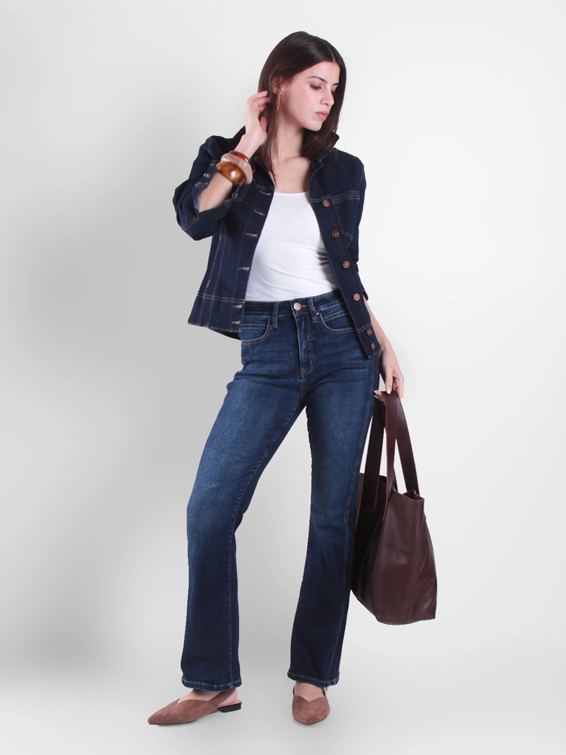 JEANS MUJER WADO'S RECTO TIRO ALTO PRETINA BÁSICA 1 BOTÓN - 1