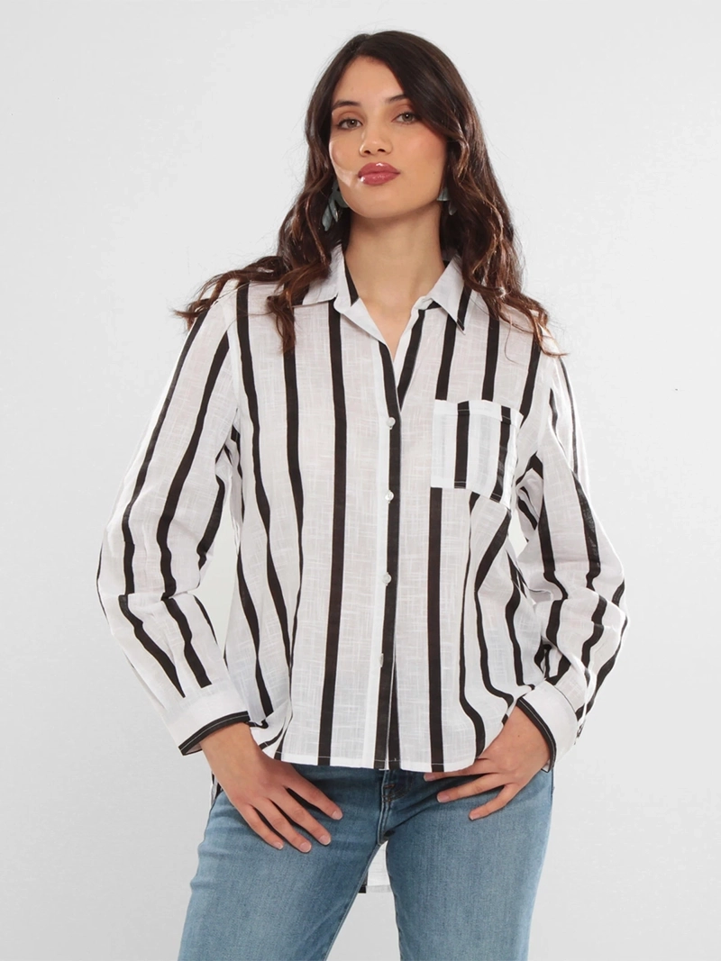 BLUSA MUJER WADOS ALGODÓN MANGA LARGA RAYAS