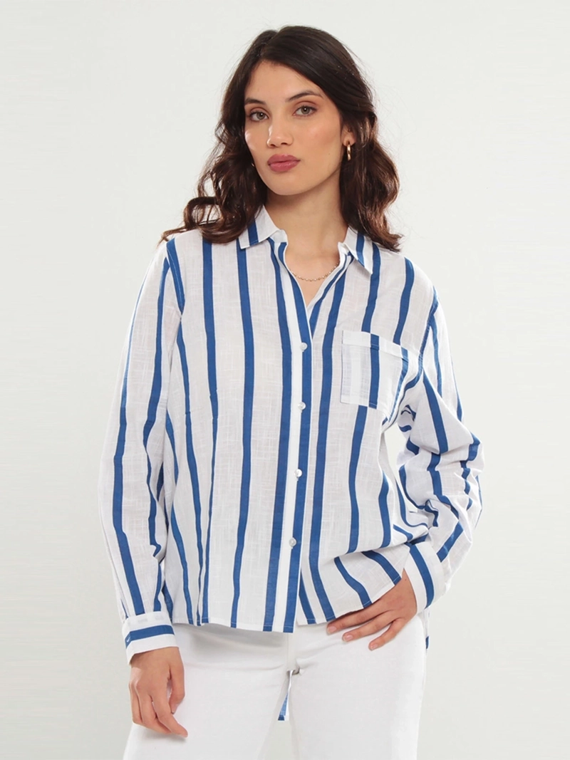 BLUSA MUJER WADOS ALGODÓN MANGA LARGA RAYAS - 1
