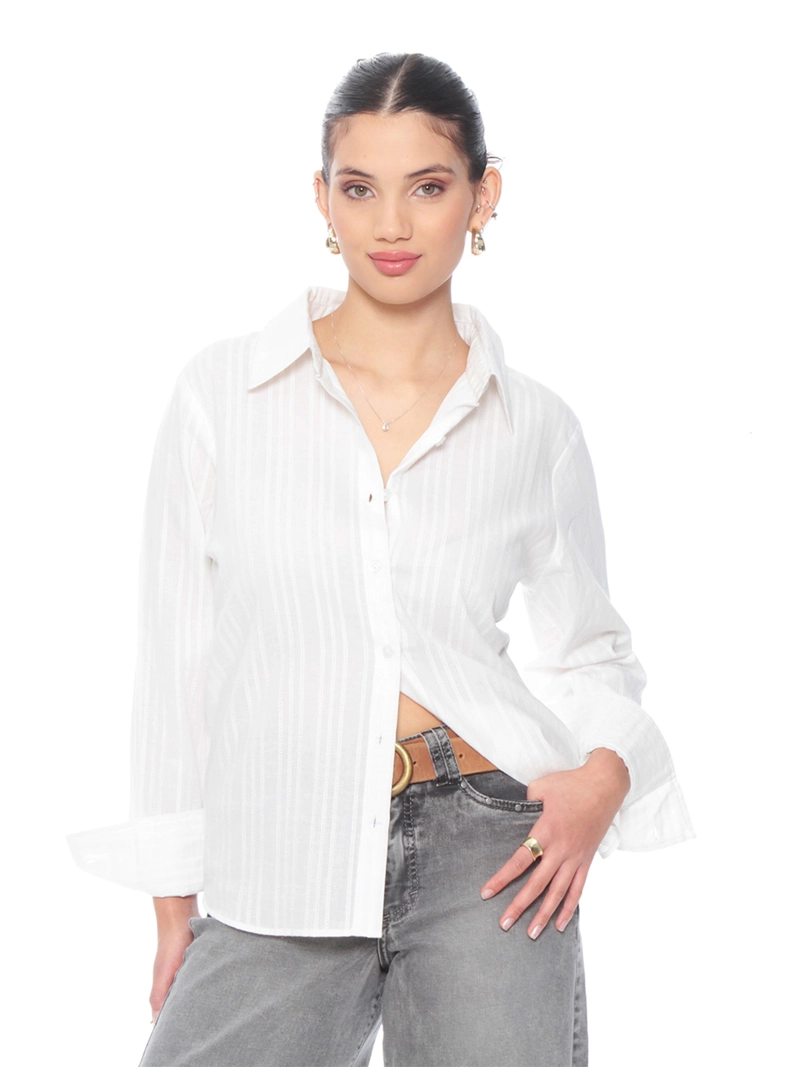 BLUSA MUJER WADO'S  BRODERY MANGA LARGA ABOTONADA