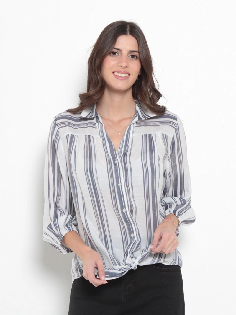 BLUSA MUJER WADO'S LISTADA MANGA 3/4 ABOTONADA - 1