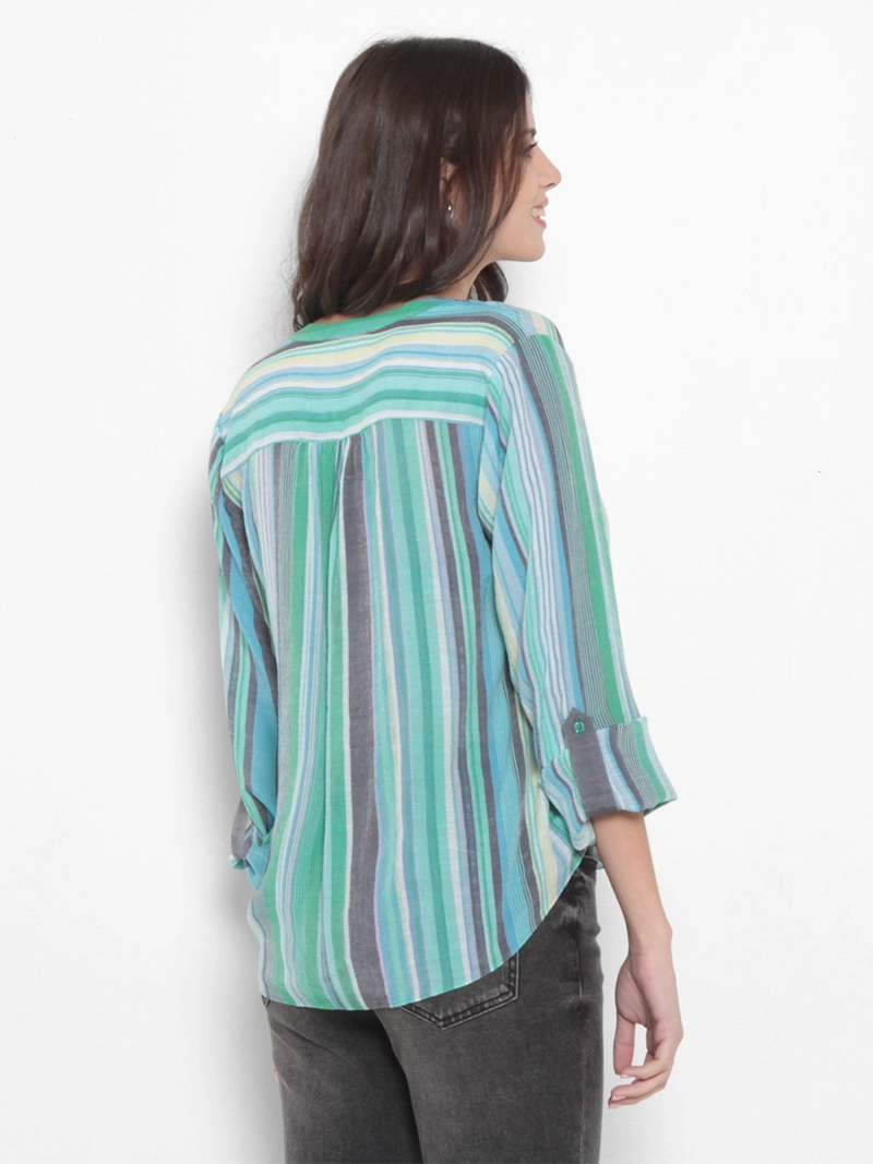 BLUSA MUJER WADO'S MANGA LARGA LISTADA ABOTONADA - 2