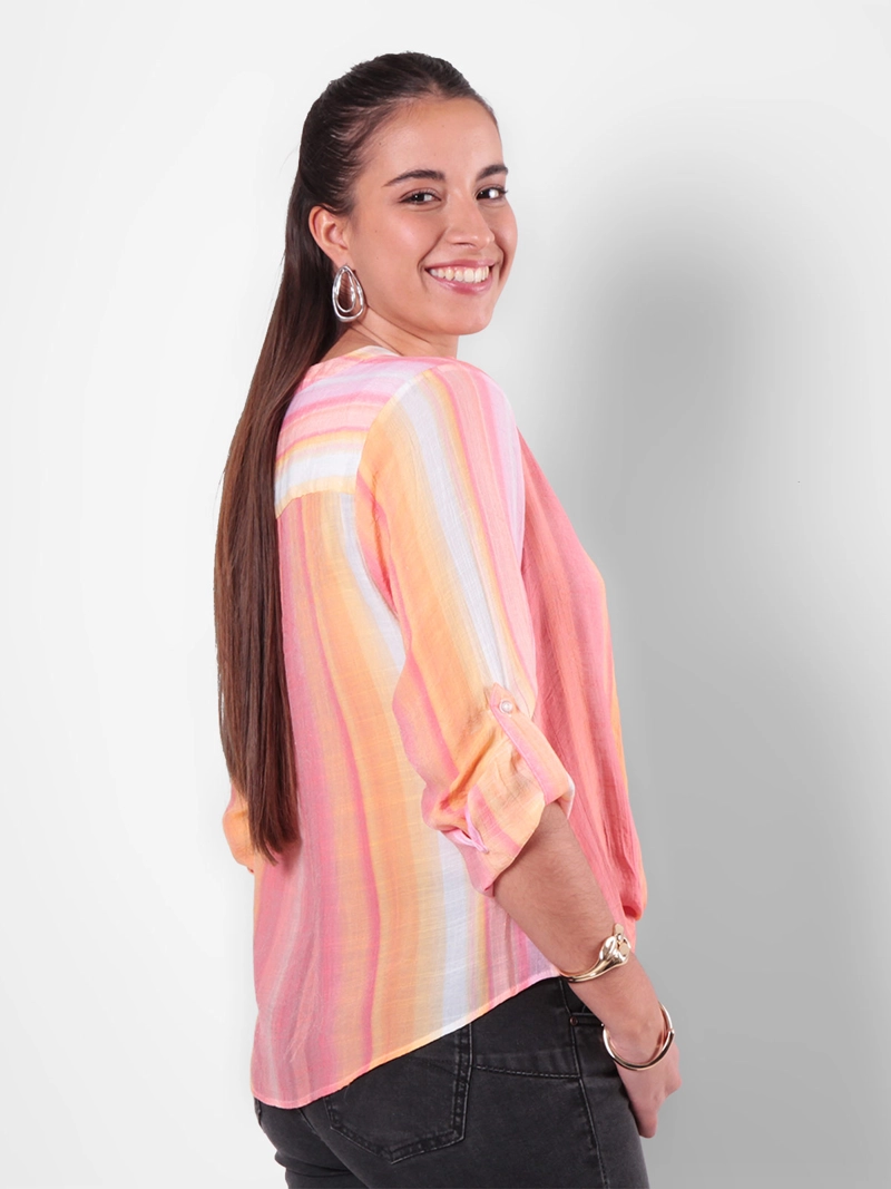 BLUSA MUJER WADO'S LISTADA MANGA 3/4 ABOTONADA - 2