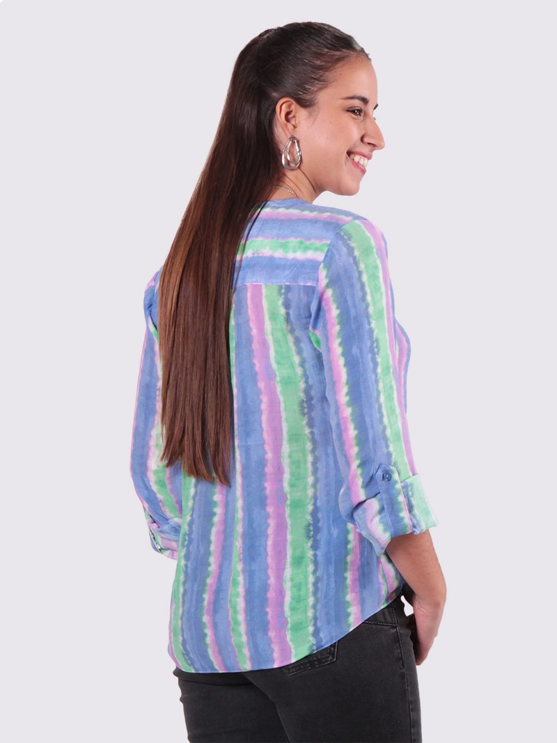 BLUSA MUJER WADO'S LISTADA MANGA 3/4 ABOTONADA - 2