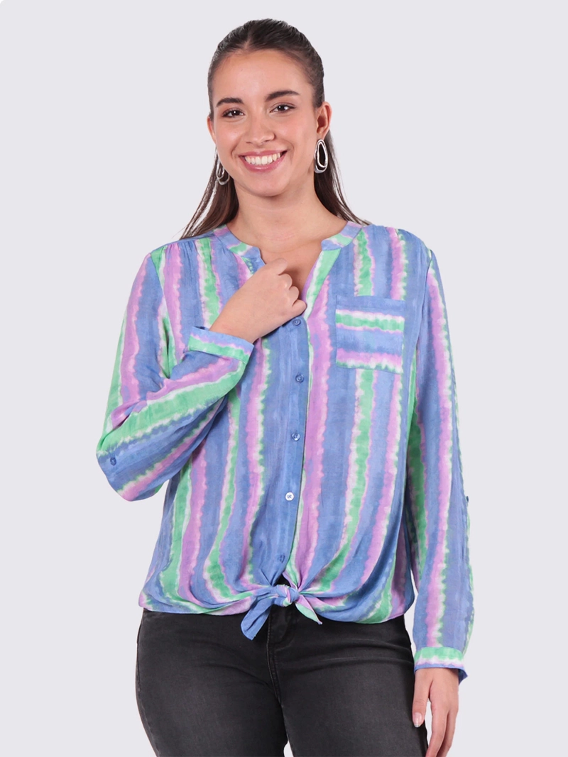 BLUSA MUJER WADO'S LISTADA MANGA 3/4 ABOTONADA