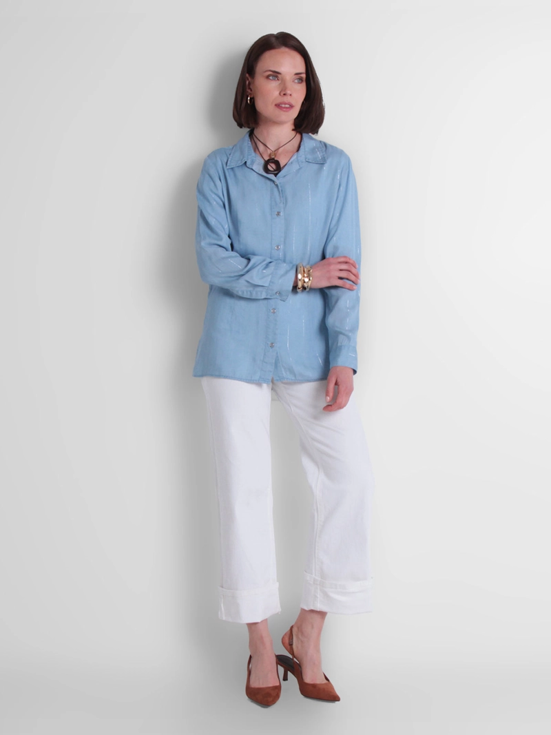 BLUSA MUJER WADO'S LISTADA MANGA 3/4 ABOTONADA - 5