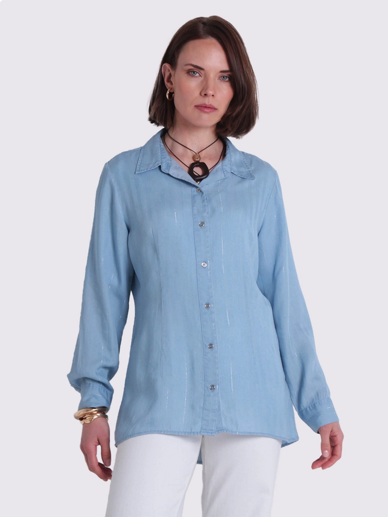 BLUSA MUJER WADO'S LISTADA MANGA 3/4 ABOTONADA