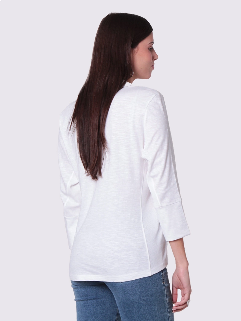 BLUSA MUJER WADO'S  MANGA 3/4 ABOTONADA CON RIB AL COSTADO - 2